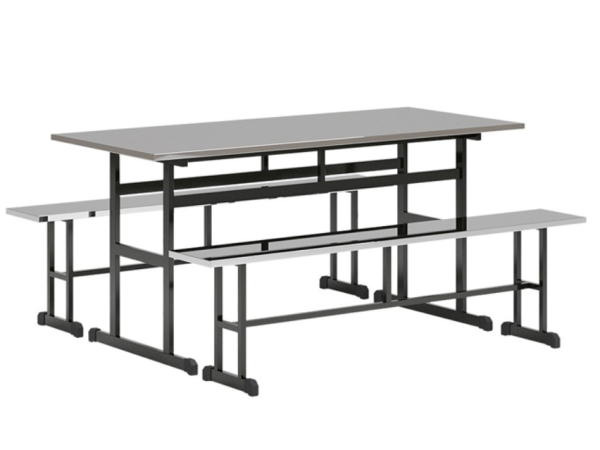 Bàn inox công nghiệp liền ghế