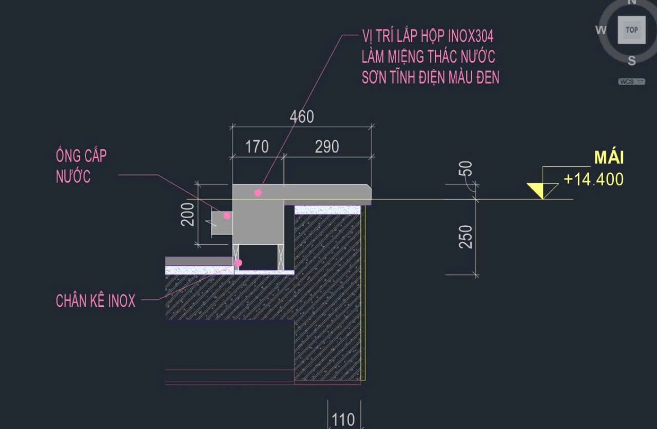 bản vẽ Máng tạo thác nước inox